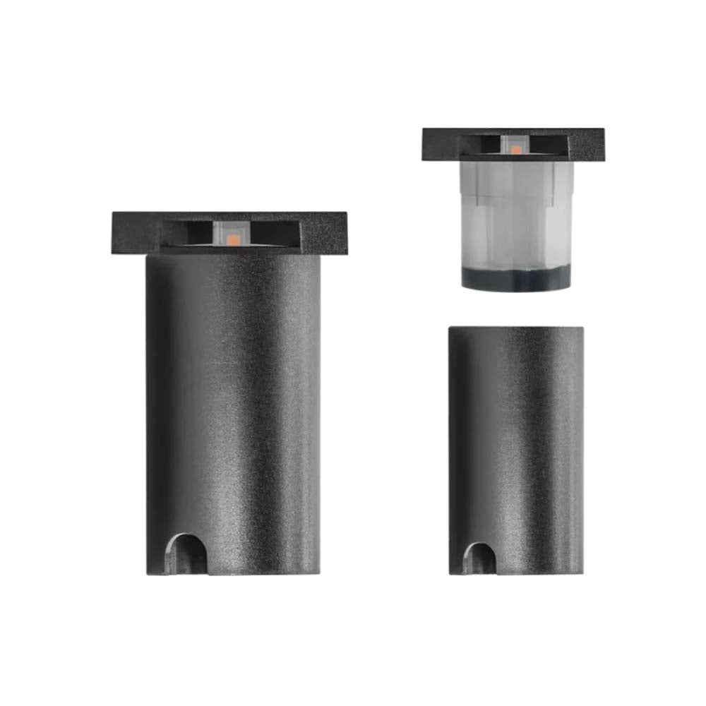 LUMINARIO DE PISO DE LED BLANCO CALIDO 1W CUADRADO CON UNA SALIDA DE LUZ DE EMPOTRAR POLICARBONATO ACABADO NEGRO INCLUYE HOUSING DE POLICARBONATO 100-240V CA IP67
