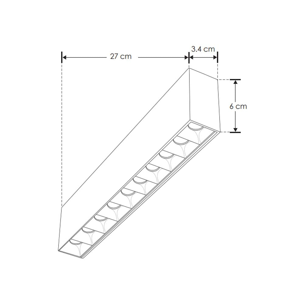 LUMINARIO TECHO PUNTUAL RECTANGULAR DE LED BLANCO CALIDO 20W OPTICA 30G DE SOBREPONER IP20 ILUMILEDS