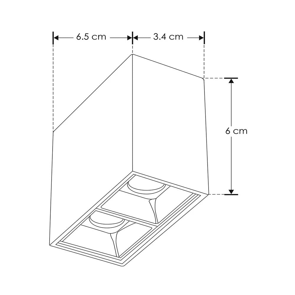 LUMINARIO TECHO PINTUAL RECTANGULAR DE LED BLANCO CALIDO 4W OPTICA 30G NGO ILUMILEDS