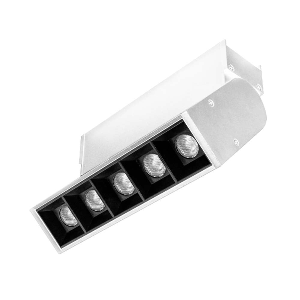 LUMINARIO PARA MINI RIEL MAGNETICO PUNTUAL RECTANGULAR DIRIGIBLE DE LED B.C. 10 W OPTICA 30 ALUMINIO ACABADO BCO 48V CC IP20