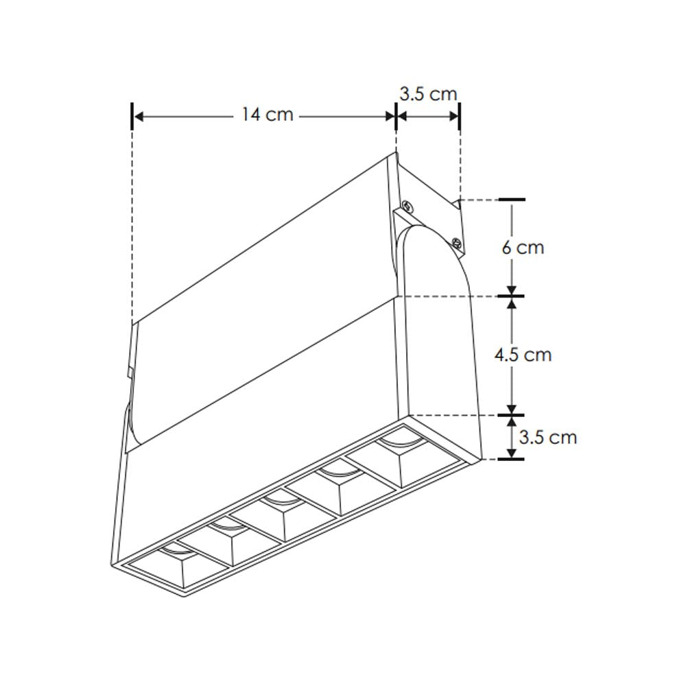 LUMINARIO PARA MINI RIEL MAGNETICO PUNTUAL RECTANGULAR DIRIGIBLE DE LED B.C. 10 W OPTICA 30 ALUMINIO ACABADO BCO 48V CC IP20