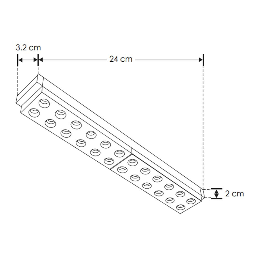LUMINARIO PARA MINI RIEL MAGNETICO PUNTUAL RECTANGULAR DE LED B.C. 10 W OPTICA 30 ALUMINIO ACABADO NEGRO 48V CC IP20