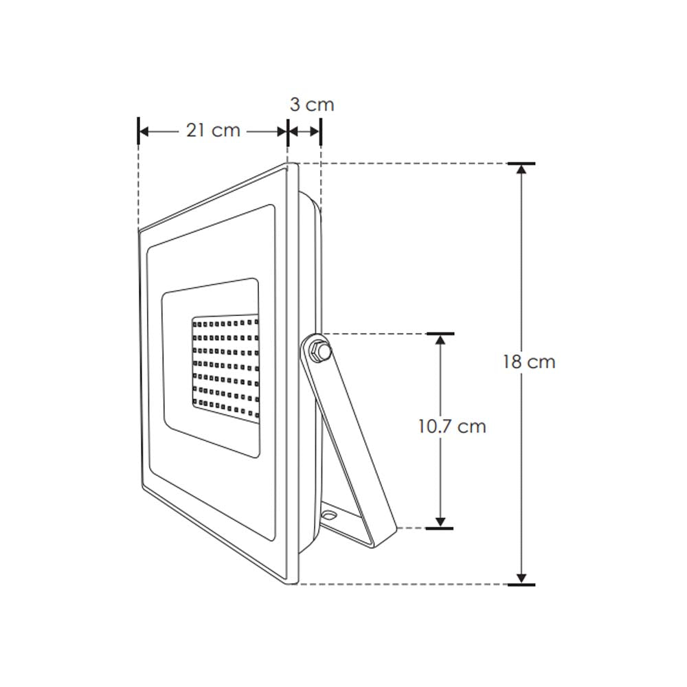 REFLECTOR LED RECTANGULAR PLANO SOBREPONER DIRIGIBLE 100W 3000K 120 BLANCO CRISTAL TEMPLADO B 100-240V IP65 ILUMILEDS