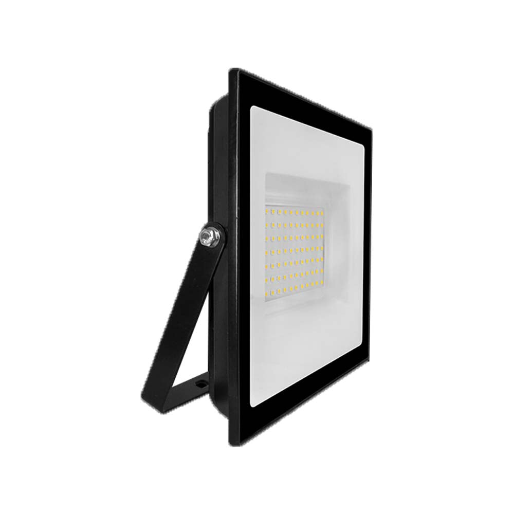 REFLECTOR LED RECTANGULAR PLANO SOBREPONER DIRIGIBLE 100W 3000K 120 BLANCO CRISTAL TEMPLADO B 100-240V IP65 ILUMILEDS
