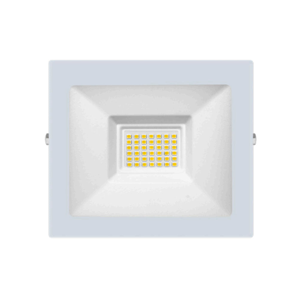 REFLECTOR LED RECTANGULAR PLANO SOBREPONER DIRIGIBLE 50W 3000K 120 BLANCO CRISTAL TEMPLADO BC 100-240V IP65 ILUMILEDS