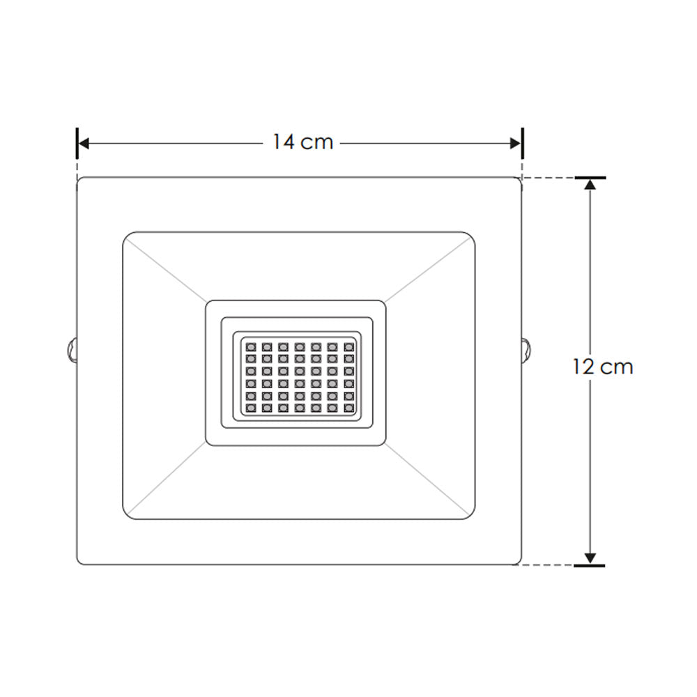 REFLECTOR LED RECTANGULAR PLANO SOBREPONER DIRIGIBLE 50W 3000K 120 BLANCO CRISTAL TEMPLADO BC 100-240V IP65 ILUMILEDS