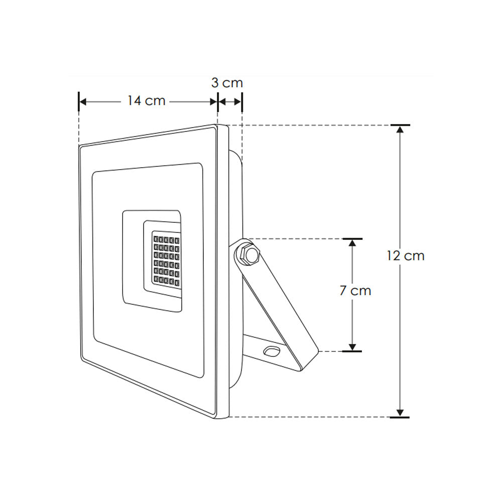 REFLECTOR LED RECTANGULAR PLANO SOBREPONER DIRIGIBLE 50W 3000K 120 BLANCO CRISTAL TEMPLADO BC 100-240V IP65 ILUMILEDS