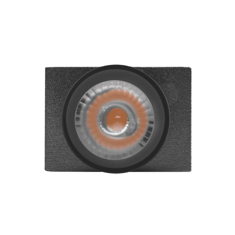 LUMINARIO PARA MINI RIEL MAGNETICO CUADRADO SOBREPONER CON ARILLO ANTIDESLUMBRANTE DE LED B.C.  6 W OPTICA 30 ALUMINIO ACABADO NEGRO 48V CC  IP20