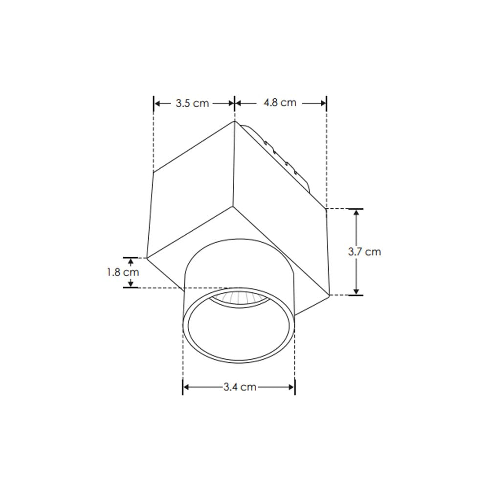 LUMINARIO PARA MINI RIEL MAGNETICO CUADRADO SOBREPONER CON ARILLO ANTIDESLUMBRANTE DE LED B.C.  6 W OPTICA 30 ALUMINIO ACABADO NEGRO 48V CC  IP20