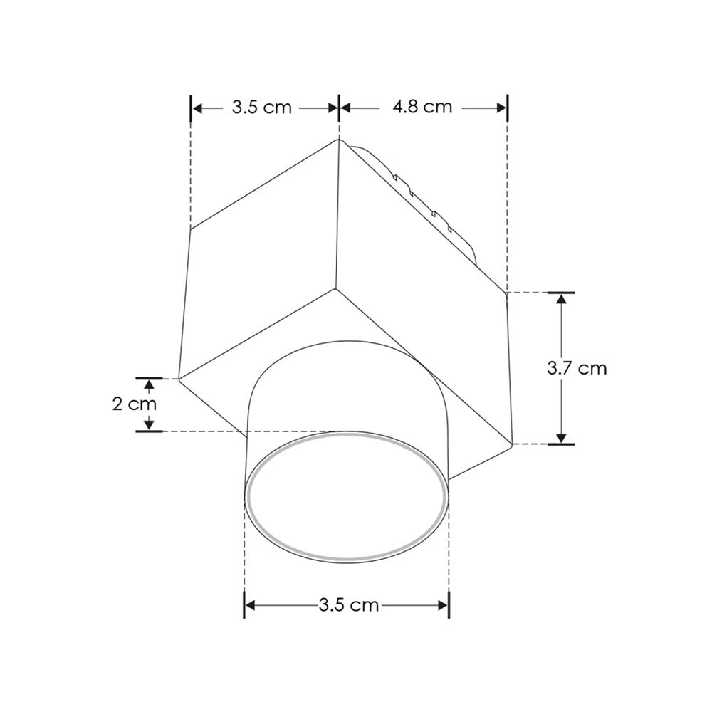 LUMINARIO PARA MINI RIEL MAGNETICO CUADRADO DE SOBREPONER DE LED B.C. 6 W OPTICA 30 ALUMINIO ACABADO BCO 48V CC IP20