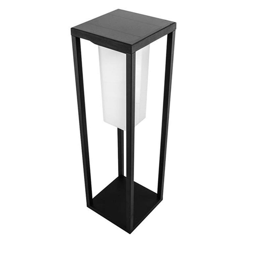 LUMINARIO SOLAR TIPO BOLARDO SOPREBONER PISO CUBO LED NEGRO 3W BLANCO CALIDO 120 C/SENSOR HUMANO Y OBSCURIDAD IP65 ILUMILEDS
