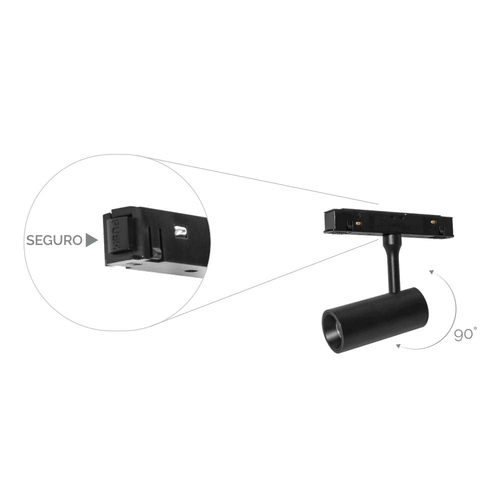 SPOT P/RIEL MAGNETICO LED NEGRO 7W BC 24G 48V IP20 ILUMILEDS