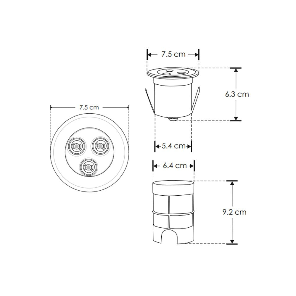 LUMINARIA SUBACUATICA LED DE EMPOTRAR 9W 24V RGB 3 EN 1 IP68