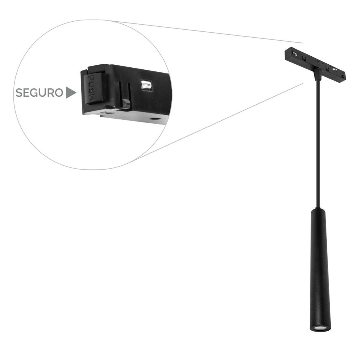 LUM P/RIEL MAGNETICO LED NEGRO SUSP 10W BC 20G 48V IP20 ILUMILEDS