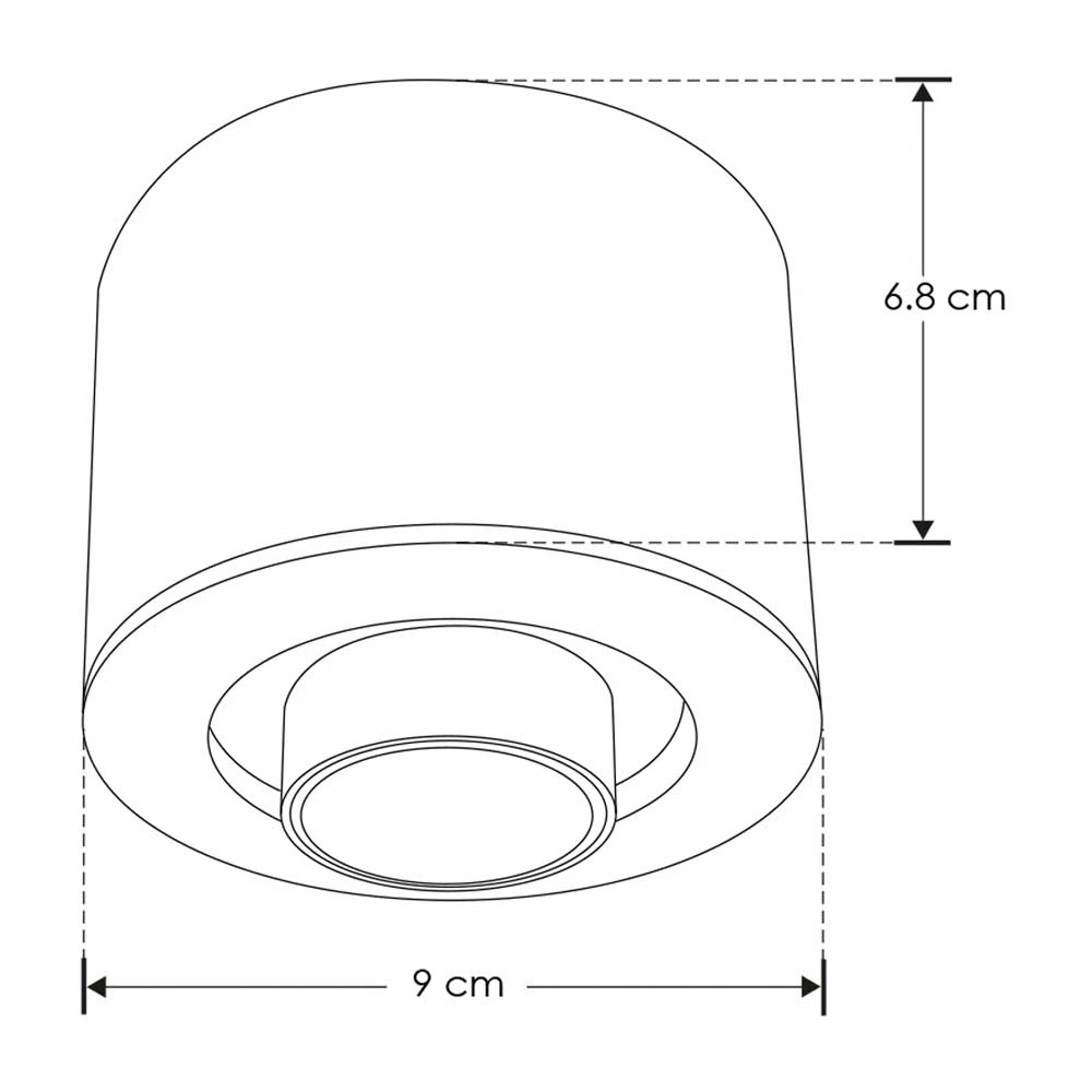 LUMINARIO SOBREPONER TELESCOPICO LED 6W/85-265V. CAMBIO TEMPERATURA COLOR 3000K/4100K/6000K REDONDO DIRIGIBLE NEGRO