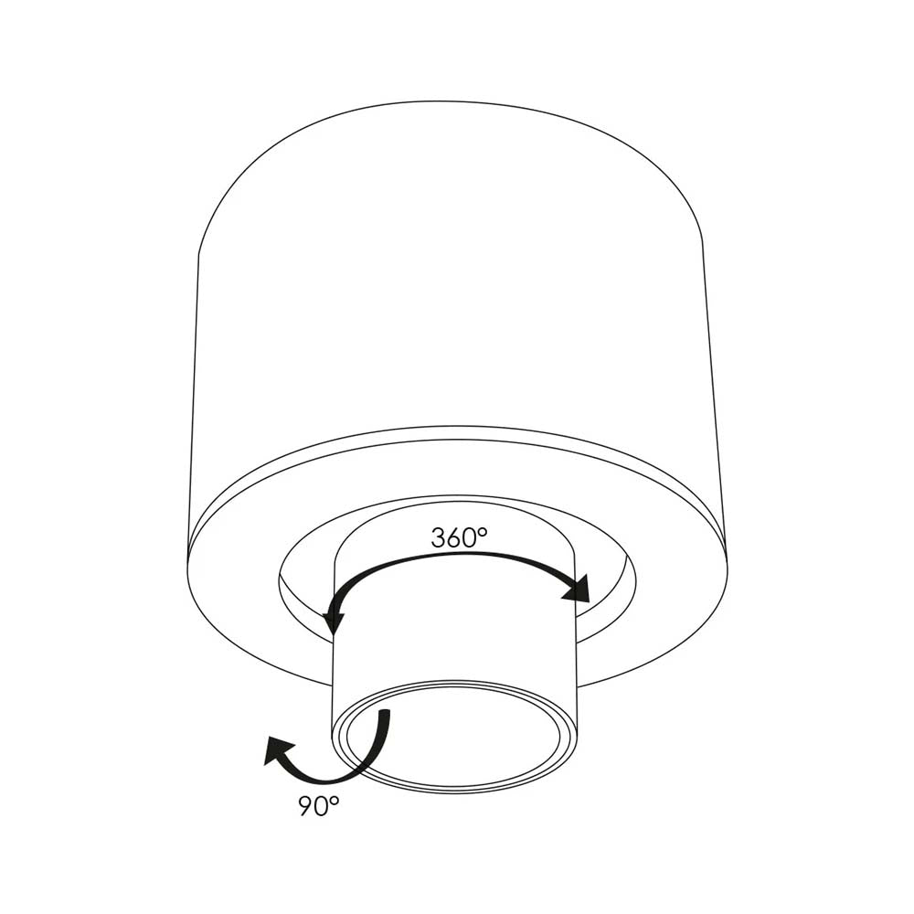LUMINARIO SOBREPONER TELESCOPICO LED 6W/85-265V. CAMBIO TEMPERATURA COLOR 3000K/4100K/6000K REDONDO DIRIGIBLE NEGRO