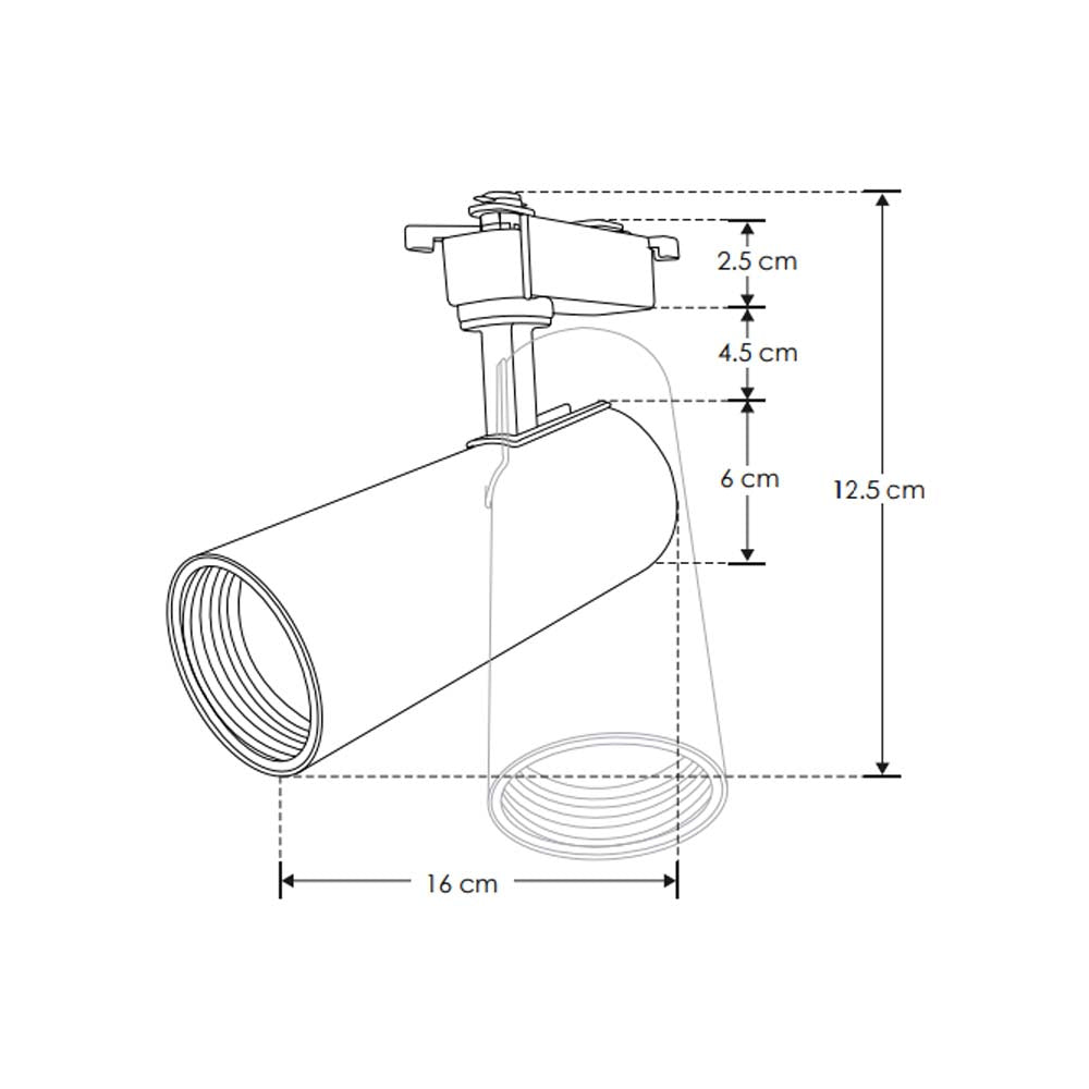 LUMINARIA P/RIEL ELECTRIFICADO NEUTRO 12W 36 SOB. ACAB.NEGRO 85-265VCA IP20 ILUMILEDS