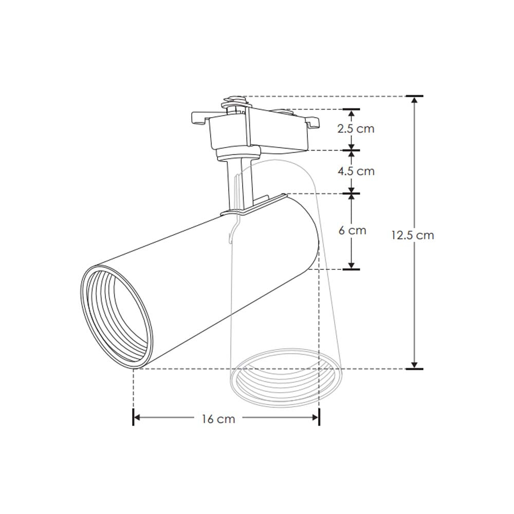 LUMINARIA PARA RIEL  LED 3500K 12W OPTICA 35 SOBREPONER  ALUMINIO ACABADO NEGRO  85-265V IP20 ILUMILEDS