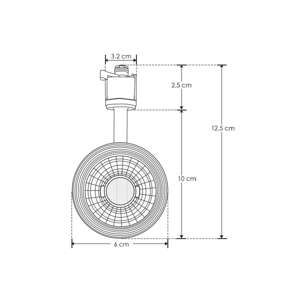 LUMINARIA PARA RIEL  LED 3500K 12W OPTICA 35 SOBREPONER  ALUMINIO ACABADO NEGRO  85-265V IP20 ILUMILEDS