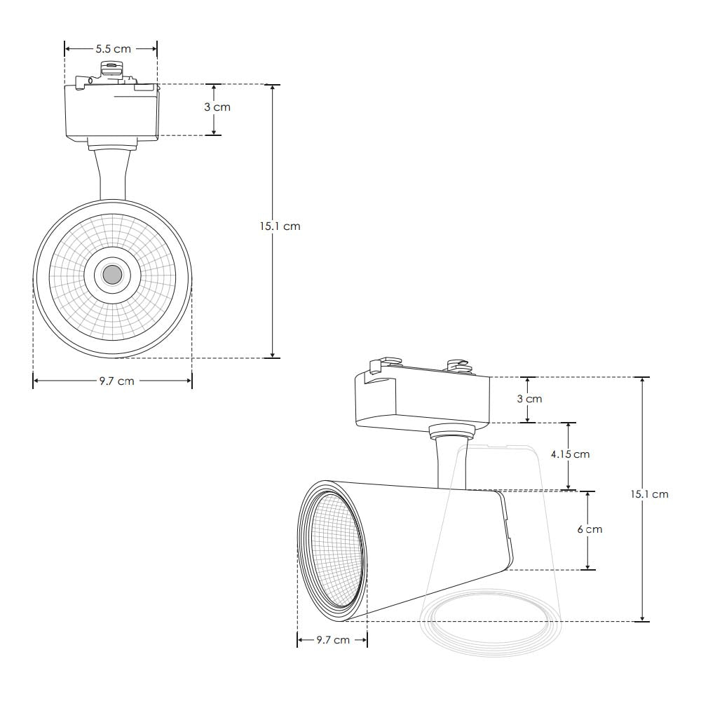 LUMINARIO P/RIEL LED NEGRO 30W 35 BN DIRIGIBLE 85-265V IP20 ILUMILEDS