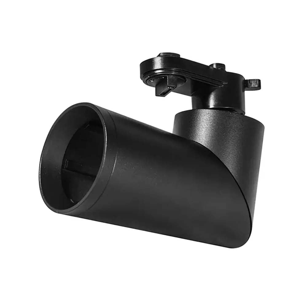 LUMINARIO PARA RIEL ELECTRIFICADO COMPATIBLE CON LAMPARA TIPO DICROICA GU10 277 V CA 35W MAX CILINDRICO ALUMINIO ACABADO NEGRO INCLUYE BASE GU10 NO INCLUYE LAMPARA IP20.