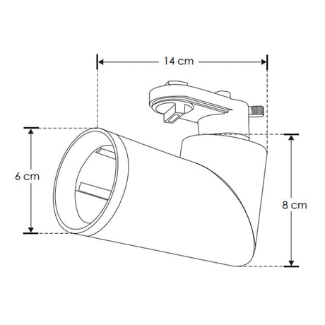 LUMINARIO PARA RIEL ELECTRIFICADO COMPATIBLE CON LAMPARA TIPO DICROICA GU10 277 V CA 35W MAX CILINDRICO ALUMINIO ACABADO NEGRO INCLUYE BASE GU10 NO INCLUYE LAMPARA IP20.