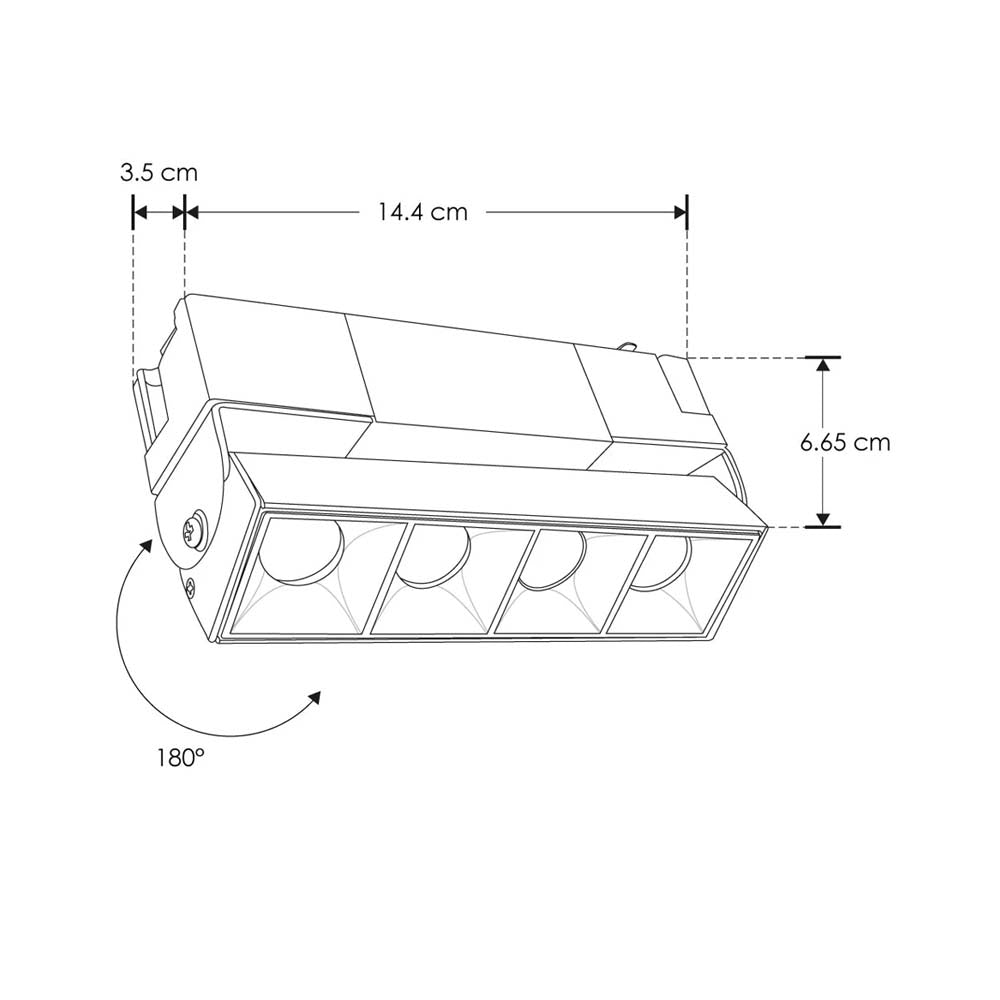 LUMINARIA PARA RIEL ELECTRIFICADO LED 3500K 10W OPTICA 36 DE SOBREPONER ALUMINIO ACABADO NEGRO 100-240V IP20