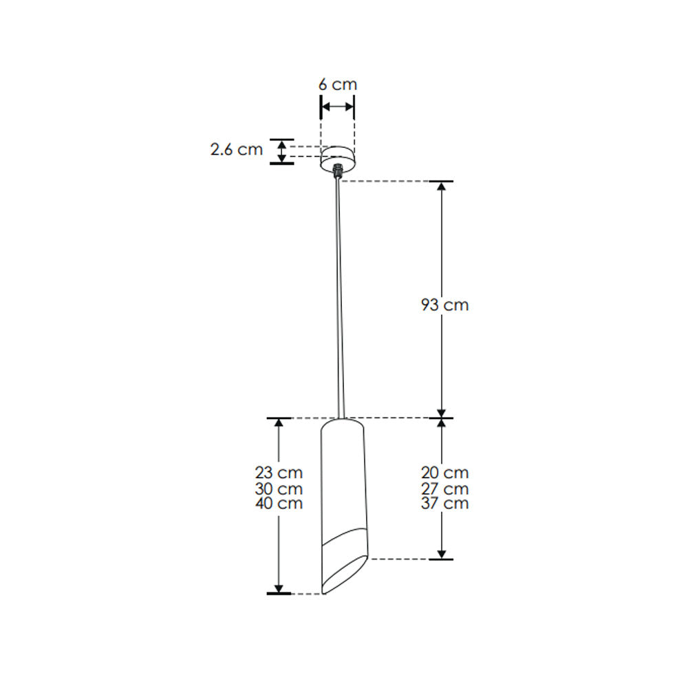LUMINARIO TUBULAR SUSPENDER NEGRO/DORADO P/GU10 MAX 50W 120 6CM DIAM * 23CM ALTO1M CABLE IP20 ILUMILEDS