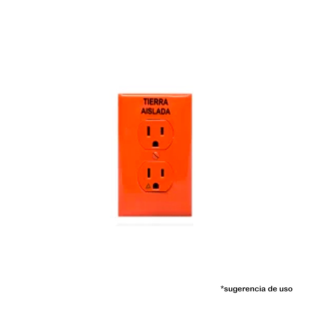 PLACA P/ CONT. DUPLEX NARANJA C/ LEYENDA ESPAÑOL " TIERRA AISLADA"