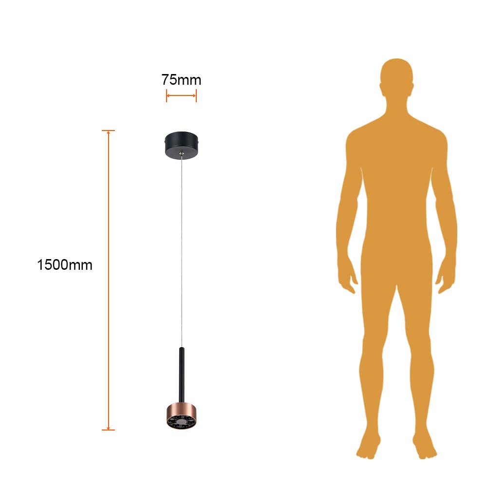 KIT DE 2 PIEZAS DE LAMPARA COLGANTE LED METAL 1.5M 9W LUZ CALIDA BRILLANTE IRC90 NO ATENUABLE NGO CAFE