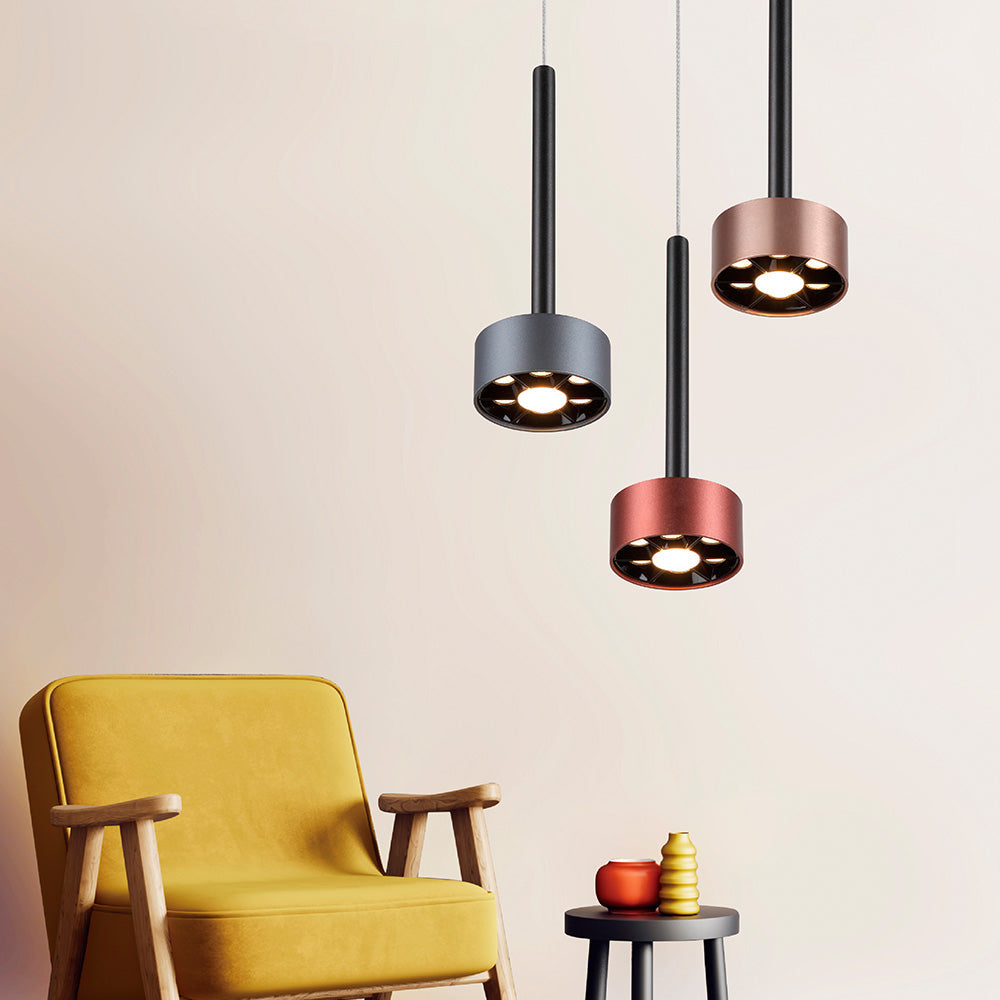 KIT DE 2 PIEZAS DE LAMPARA COLGANTE LED METAL 1.5M 9W LUZ CALIDA BRILLANTE IRC90 NO ATENUABLE NGO ROSA