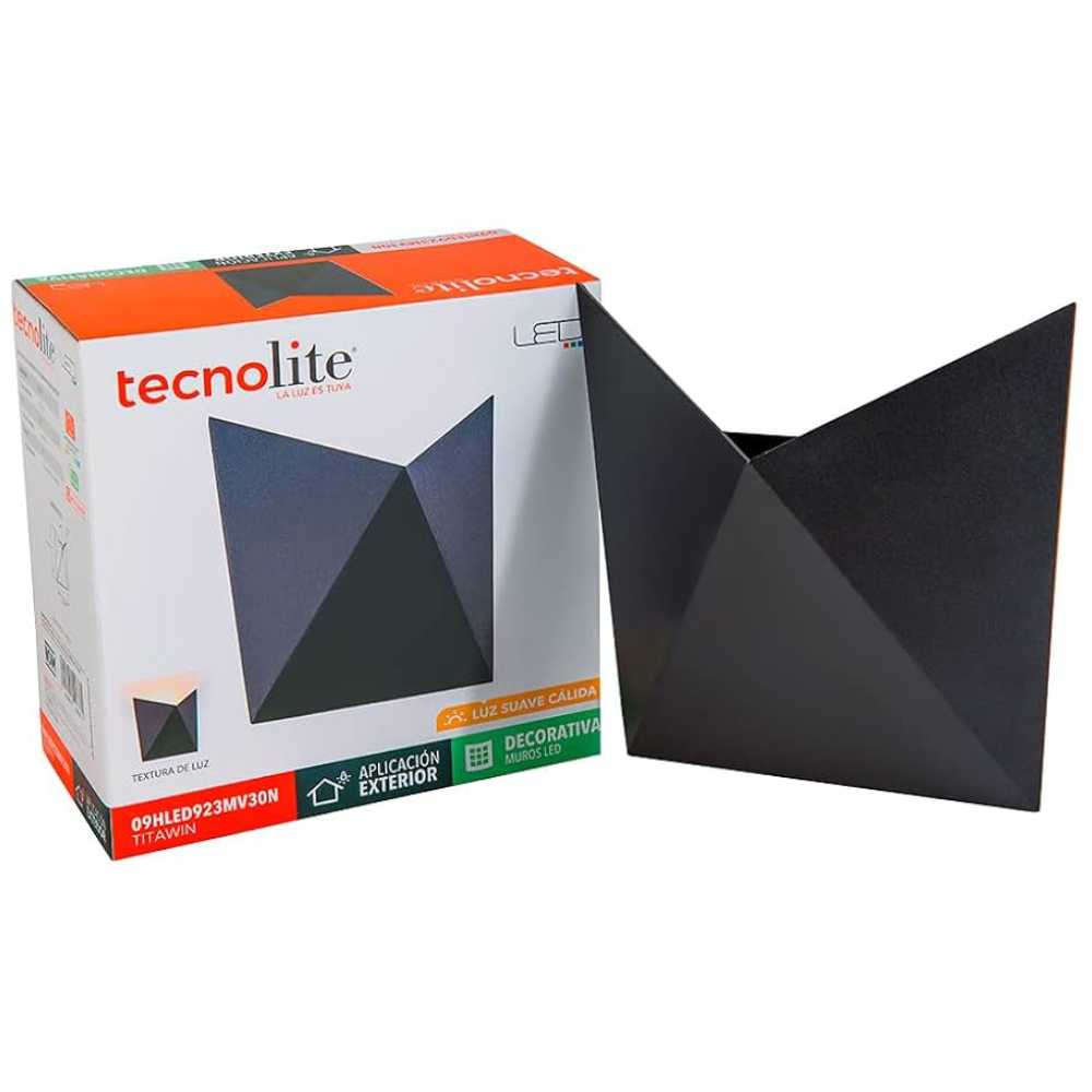 KIT DE 2 PIEZAS DE LAMPARA DE PARED LED TECNOLITE TITAWIN DE EXTERIOR 9W LUZ SUAVE CALIDA IP54 LED INTEGRADO