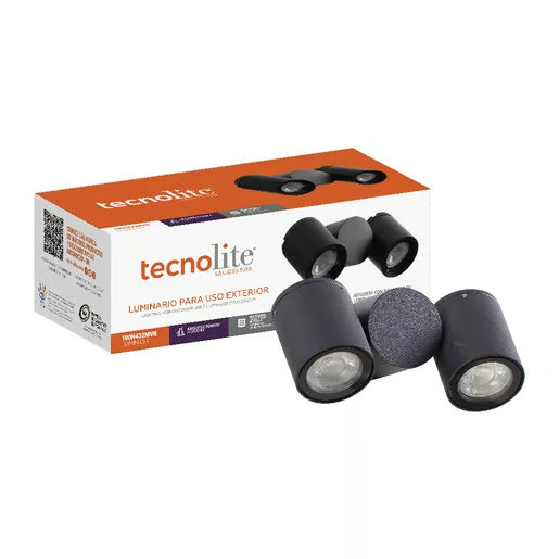 KIT DE 2 PIEZAS DE EXT MURO S/L 100-240VGU10NEGRO