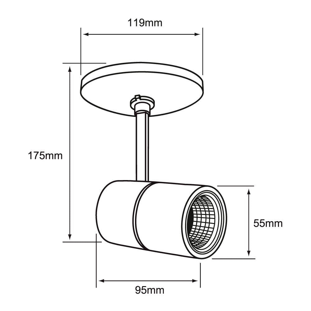 KIT DE 2 PIEZAS DE LAMPARA SPOT LED SOBREPONER DIRIGIBLE 12W LUZ BLANCA AJUSTABLE IRC90 NO ATENUABLE BCO