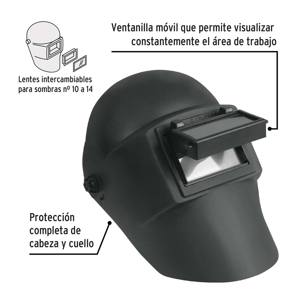 KIT DE 3 CARETAS ERGONOMICAS PARA SOLDAR COLOR NEGRO TRUPER