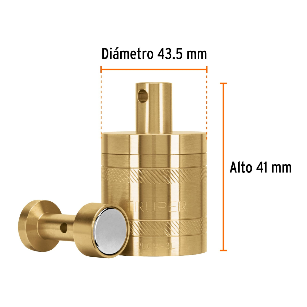 KIT DE 3 PLOMADAS DE LATÓN, DE 16 OZ, CON CENTRO Y GUÍA MAGNÉTICA, COLOR ORO TRUPER
