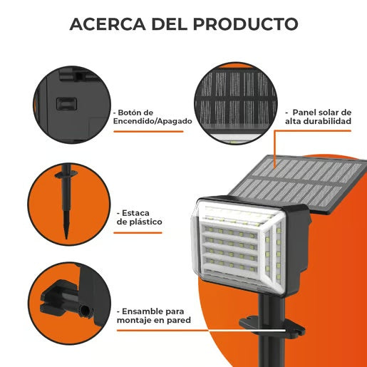 KIT DE 2 PIEZAS DE LUMINARIO EXT LED 1.3W 3.7VCD 120LM 30K NGR