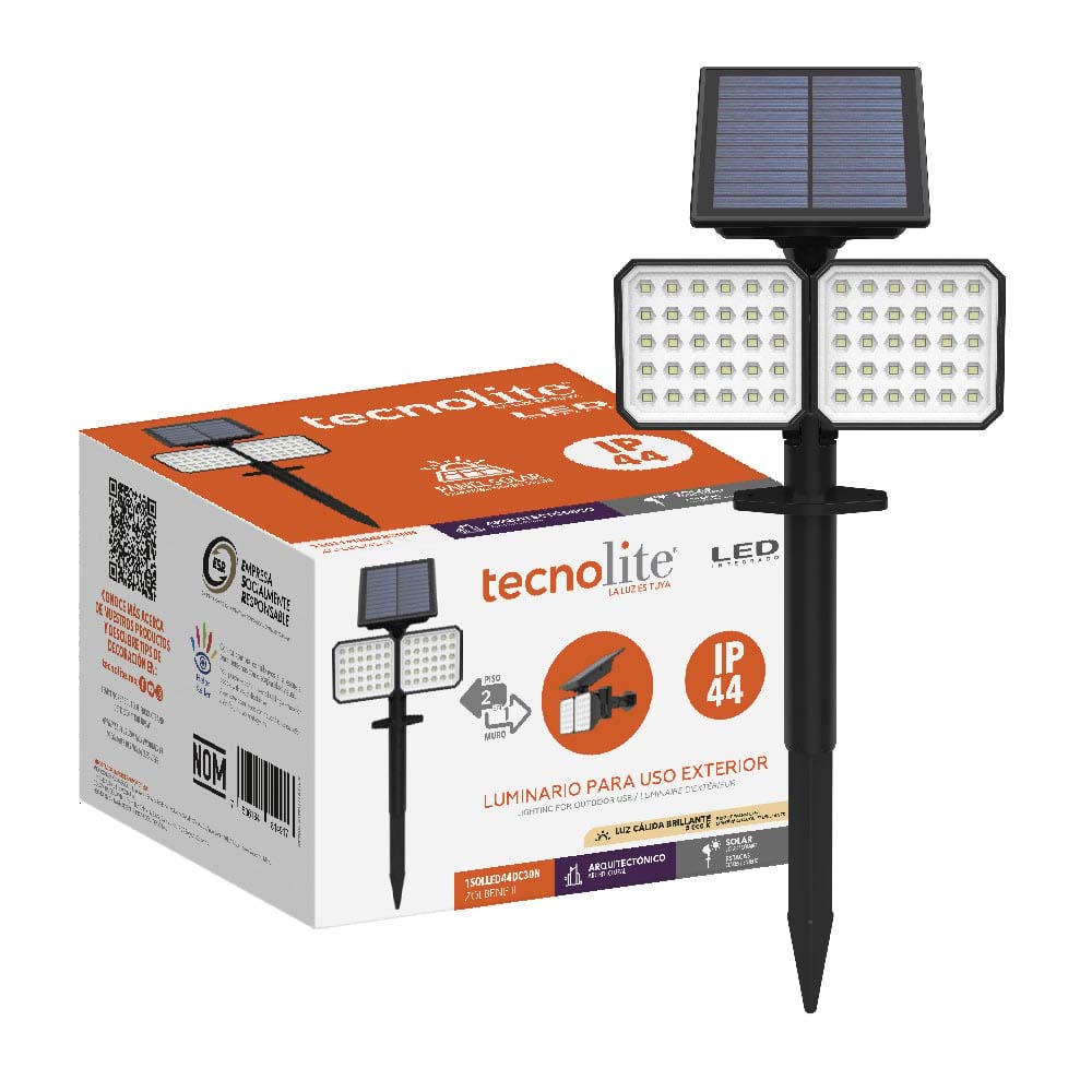 KIT DE 2 PIEZAS DE LUMINARIO EXT LED 01.6W 3.7VCD 120LM 30K NGR