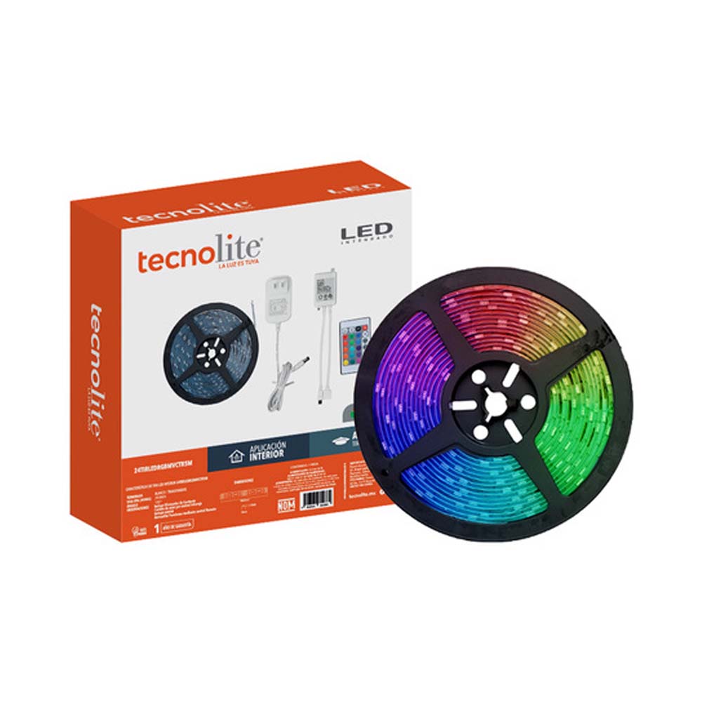 KIT DE 3 PIEZAS DE INTERIOR TIRA LED 24W 100-240V RGB TIRA 5M