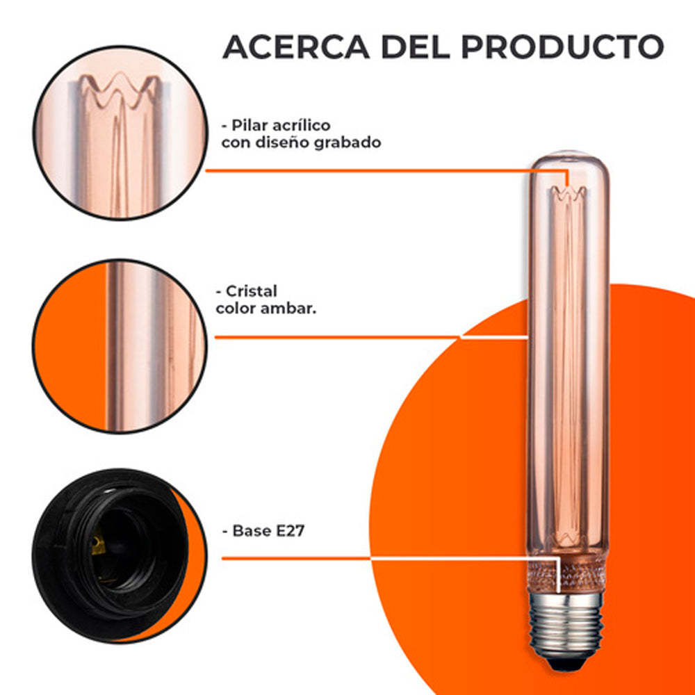 KIT DE 6 PIEZAS DE FOCO LED TECNOLITE VINTAGE ATENUABLE 2.3W LUZ SUAVE CÁLIDA BASE E27