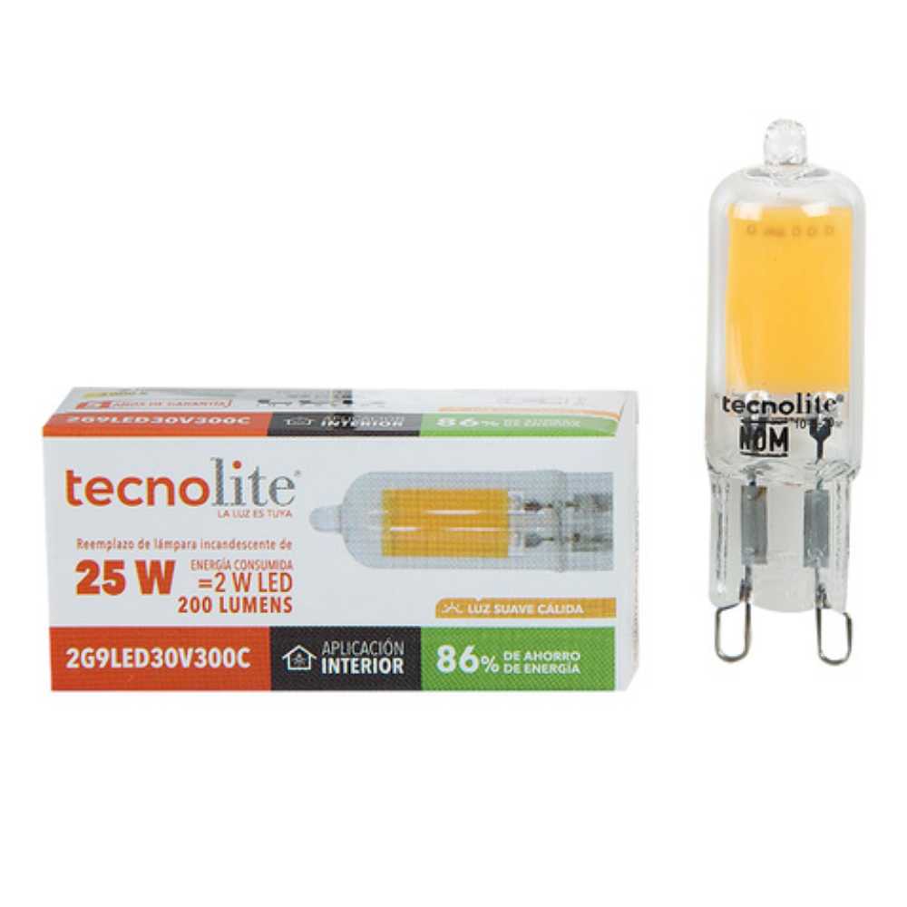 KIT DE 13 PIEZAS DE FOCO LED TECNOLITE AMPOLLETA 2W LUZ SUAVE CALIDA BASE G9