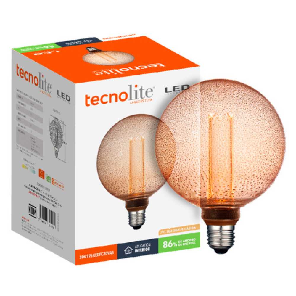 KIT DE 3 PIEZAS DE FOCO GLOBO LED VINTAGE 3.5W/127V. 2000K LUZ SUAVE CALIDA 3DG125LEDFC20VAS