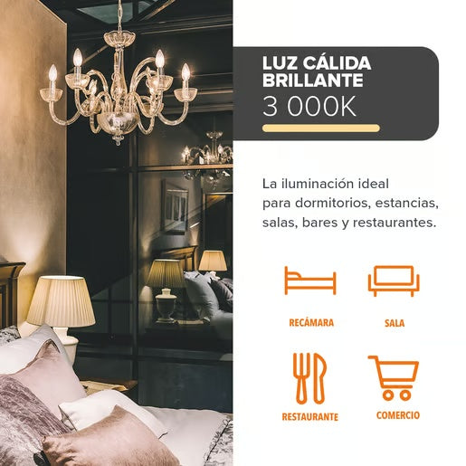 KIT DE 30 PIEZAS DE LAMPARA FIL 4.5W 30K CRI8 E27 C35 APERLADO