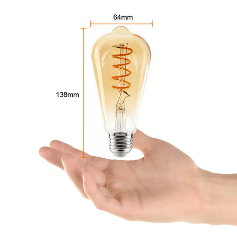 KIT DE 7 PIEZAS DE FOCO LED TECNOLITE VINTAGE FILAMENTO ATENUABLE 4.5W LUZ SUAVE CÁLIDA BASE E27 4DST21LEDFT27VA