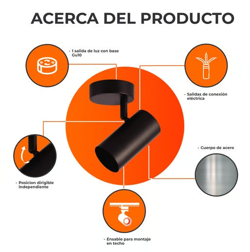 KIT DE 5 PIEZAS DE LUMINARIO INT SOBREPONER S/L 100-240V GU10 NEGRO TECNOLITE