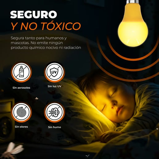 KIT DE 4 PIEZAS DE PAQUETE DE DOS FOCOS LED TECNOLITE REPELENTE DE INSECTOS 5W LUZ SUAVE CALIDA BASE E27