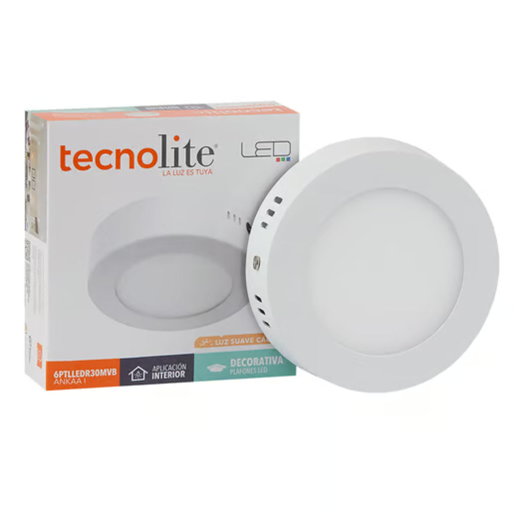 KIT DE 11 PIEZAS DE LÁMPARA DE INTERIOR LED ANKAA I TECNOLITE PARA SOBREPONER PLAFÓN 6W LUZ SUAVE CÁLIDA LED INTEGRADO