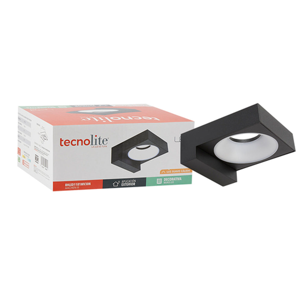 KIT DE 2 PIEZAS DE LAMPARA DE EXTERIOR LED AACHEN III TECNOLITE PARA SOBREPONER 8W LUZ SUAVE CALIDA