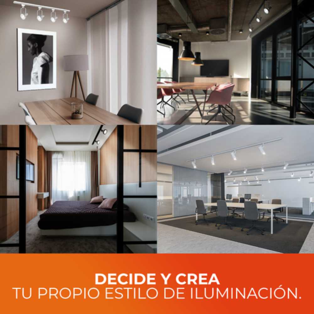 KIT DE 5 PIEZAS DE LUM. INTERIOR SPOT RIEL S/L100-240VE27 TECNOLITE