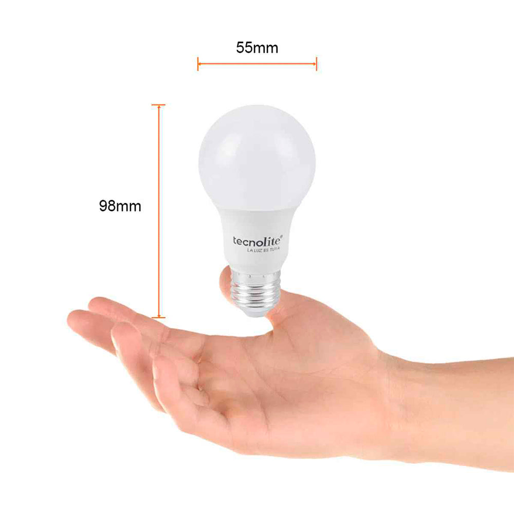 KIT DE 54 PIEZAS DE FOCO LED TECNOLITE HIDRUS I 8.5W LUZ SUAVE CALIDA NO ATENUABLE BASE E27